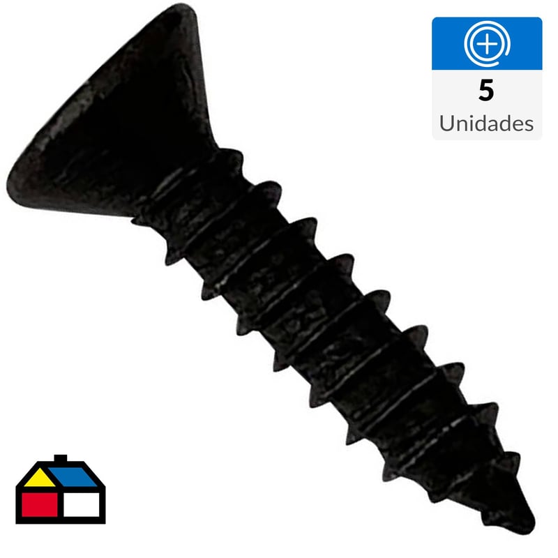 MAMUT - Roscalata cabeza plana phillips #6 x 1/2 zincado negro 5 unid