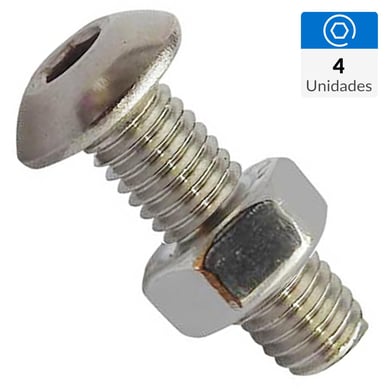 Perno cabeza boton acero inoxidable c/tuerca M3 x 12 mm  4 unid