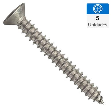 Roscalata cabeza plana phillips #6 x 1 1/4 zincado 5 unid
