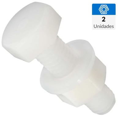 Perno hexagonal de nylon con tuerca y golilla M4 x 25 mm 2 unid