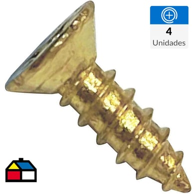 Tornillo para madera ranura phillips 4 x 3/4 zinc. amarillo 4 unid