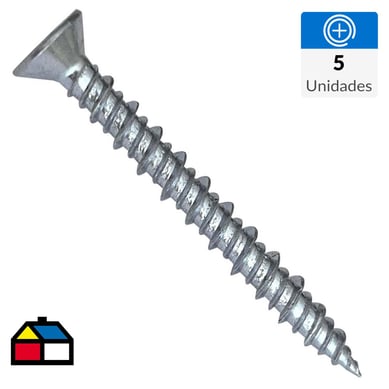 Tornillo cab/plana hilo hi-lo #8(4.2) x 45 mm zincado brill 5 unid