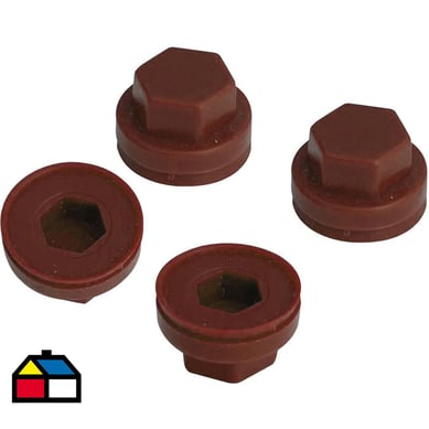 Gorro para tornillo hexagonal de  hdpe 3/8 rojo 4 unid