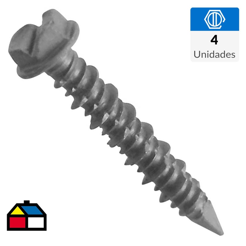 MAMUT - Tornillo concreto cabeza hexagonal 3/16 x 2 1/4 azul 4 unid