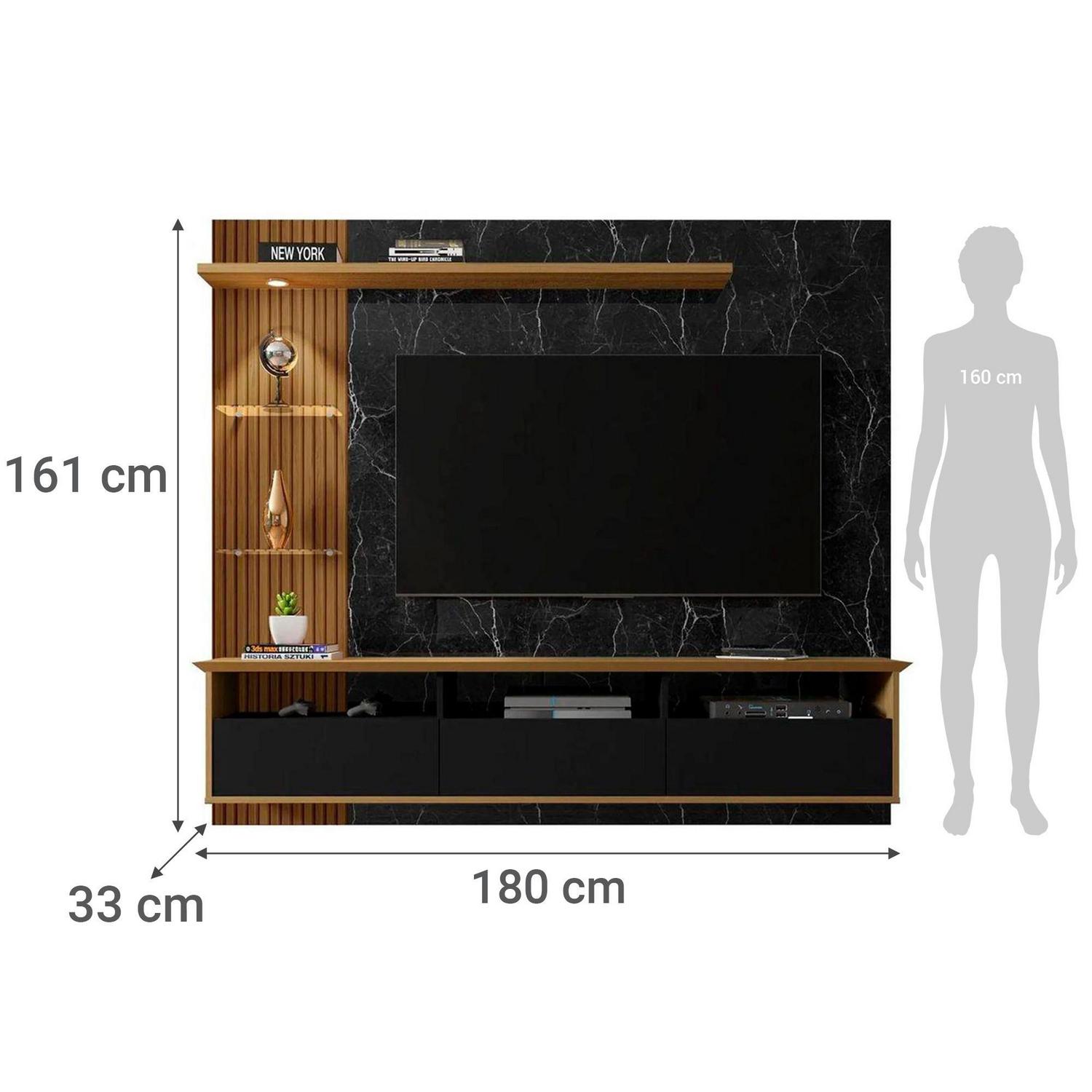 Panel rack tv 60 trend negro 161x180x33 cm | Sodimac - Falabella