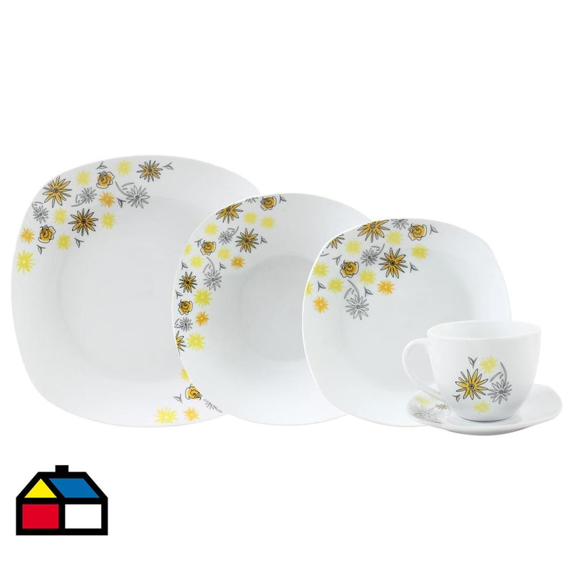 Juego de Loza 30 Piezas Porcelana Angelina Blanco Sodimac Falabella