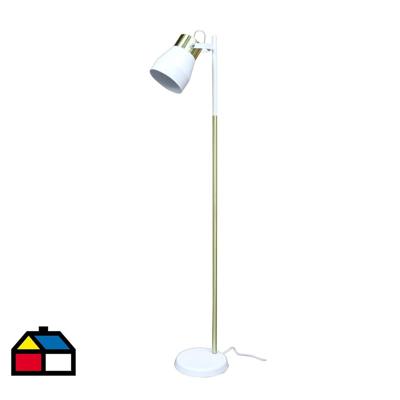 LEDZONE - Lámpara de Pie Ribe 1 Luz E27 Blanca/Dorada