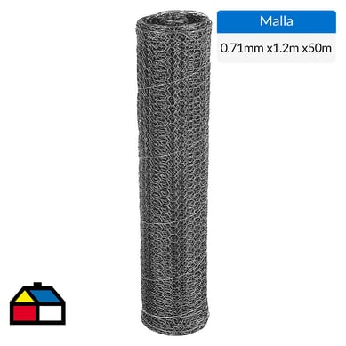 1.2x50 m Malla 3/4'' hexagonal galvanizada