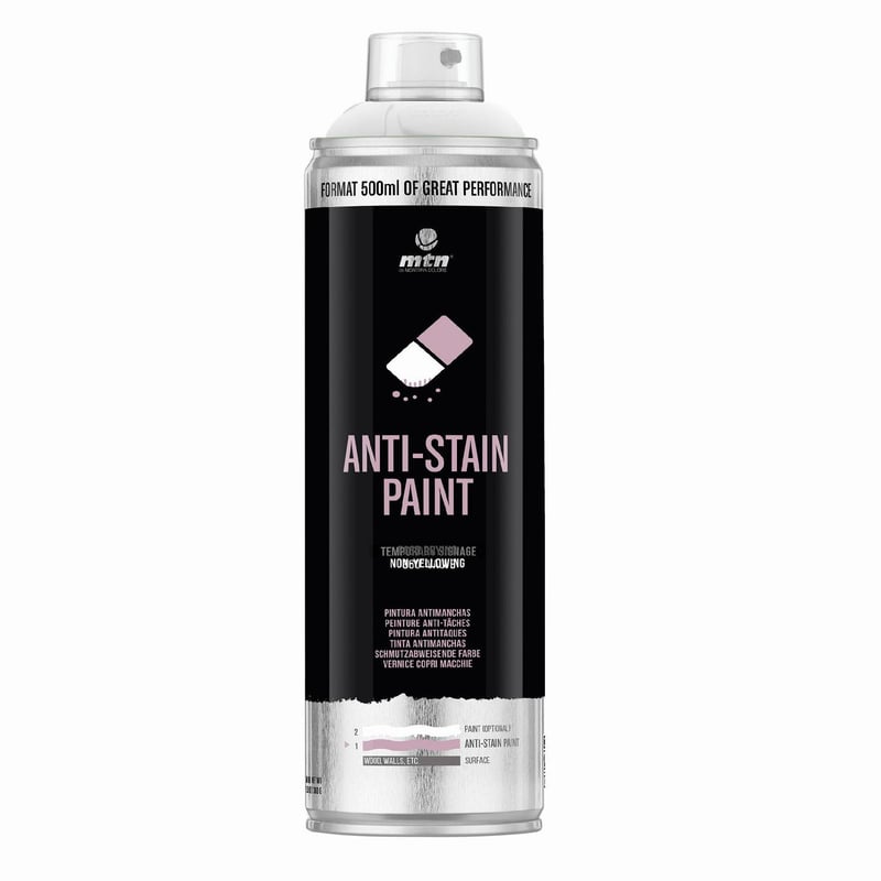 MONTANA COLORS - Pintura Antimanchas para muros y techos en Spray BLanca 400ml