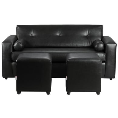 Sofa Vivo 3C  2 Poufs  PU 30 Negro