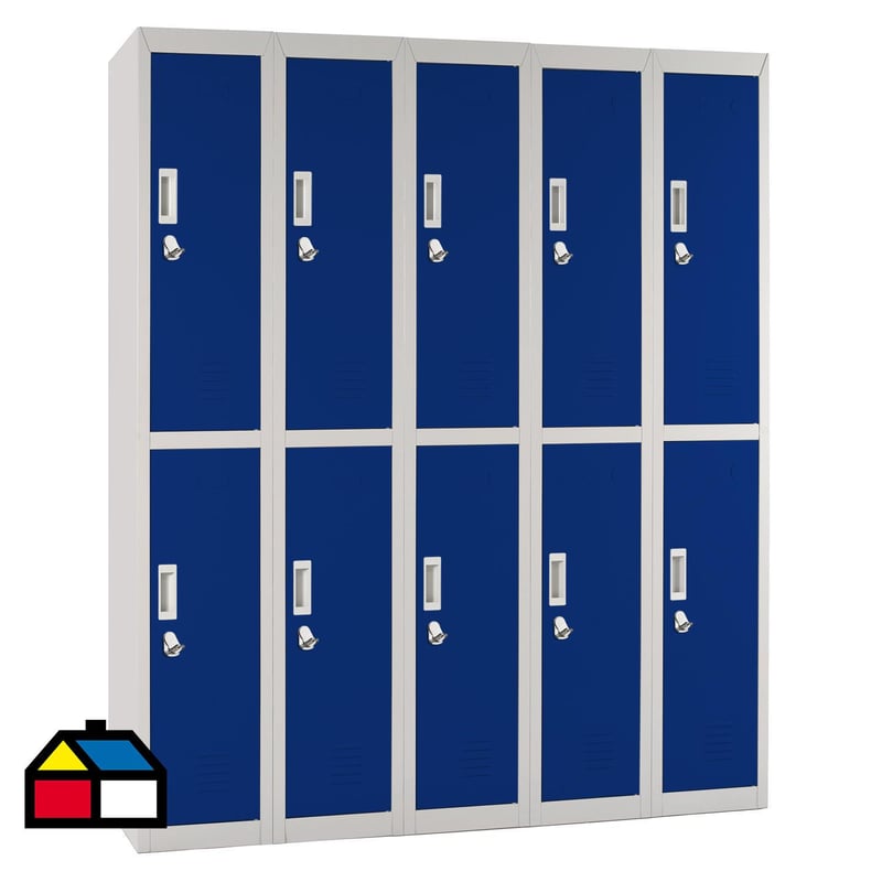 MALETEK - Locker Officelock 5 cuerpos 10 casilleros Azul