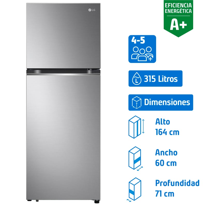 LG - Refrigerador Top Freezer No Frost 315 Litros Platinum Silver VT32BPP