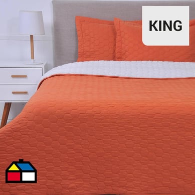 Cubrecama Quilt Sherpa King Naranja