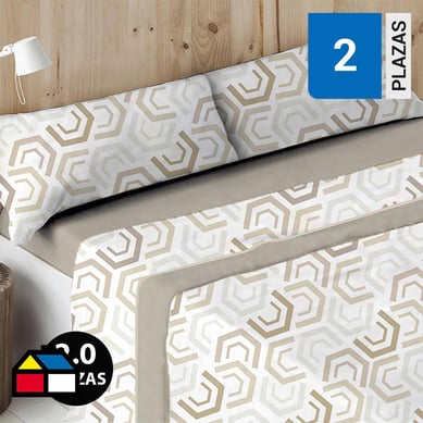 Set sbanas polar 2 plazas geomtrico beige