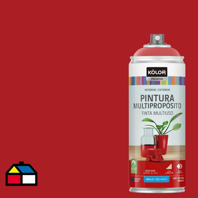 Pintura Esmalte Base Agua en Spray Rojo Vivo Brillante 400 ml