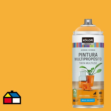 Pintura Esmalte Base Agua en Spray Amarillo Naranja Brillante 400 ml