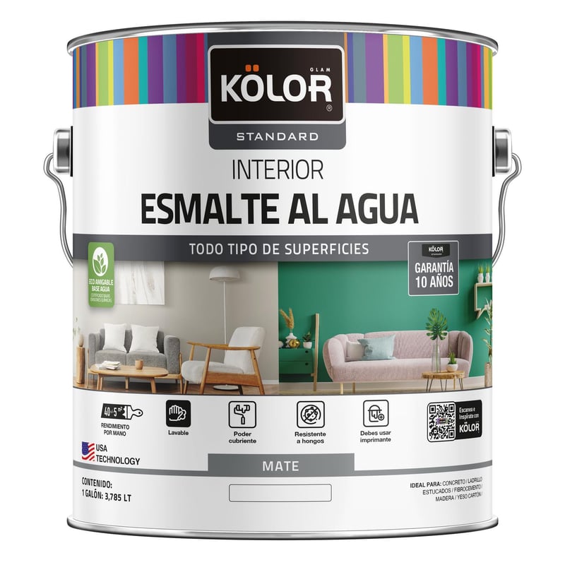 KOLOR - Esmalte al agua standard interior mate base deep 1 galón