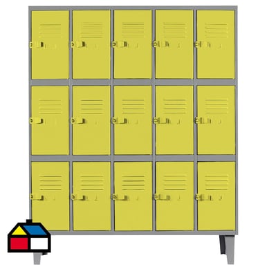 Lockers alta resistencia 170x137x45 cm 5 cuerpo 15 puerta amarillo