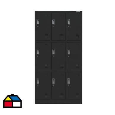 Lockers oficina 180x90x40 cm 3 cuerpo 9 puerta negro mate