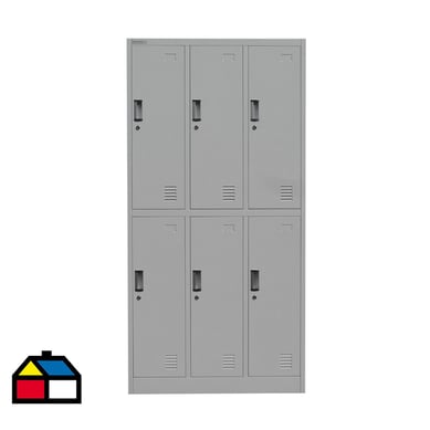 Lockers oficina 180x90x40 cm 3 cuerpo 6 puerta gris agata