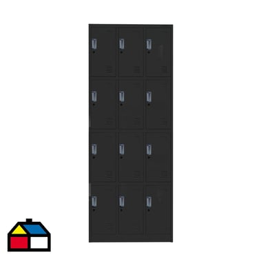 Lockers oficina 180x90x40 cm 3 cuerpo 12 puerta negro mate