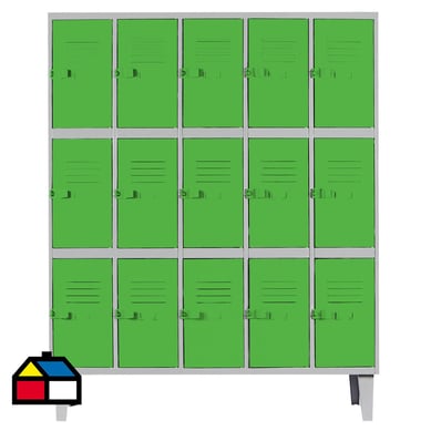 Lockers alta resistencia170x137x45 cm 5 cuerpo 15 puerta verde