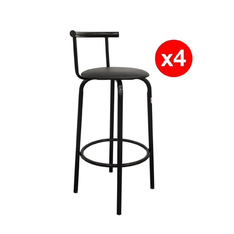 AGM - Set 4 Taburetes Bar Negro 95x40x40 cm