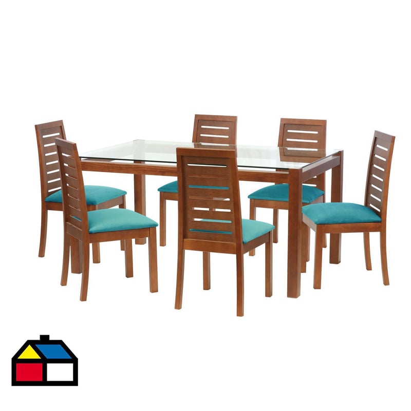 LATAM HOME - Comedor Barcel 6 Sillas Mesa Rectangular 100x80x160 cm Café