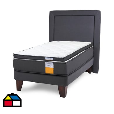 Cama Europea funcional 1.5 pl + respaldo + topper