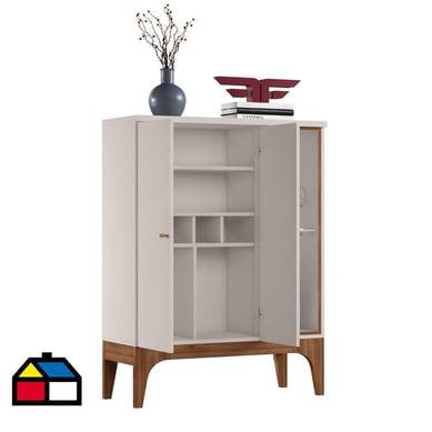 Bar Veneza espacio copas y botellas 90,3x36x122 cm beige/matte