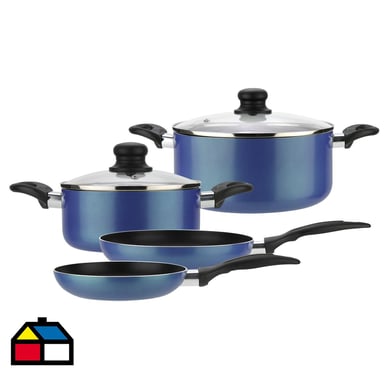 Batera de cocina gourmet aluminio 6 piezas azul