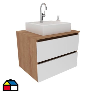 Mueble bao areo 2 cajones Almendra/Blanco c/lavamanos BN3607.0002