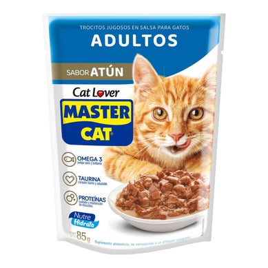 Alimento hmedo trocitos jugosos para gatos, sabor atn 85g