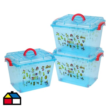 Pack 3 cajas plsticas 35 l con diseo