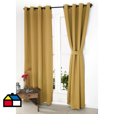 Juego cortinas 2 paos victoria (blackout tejido) mostaza