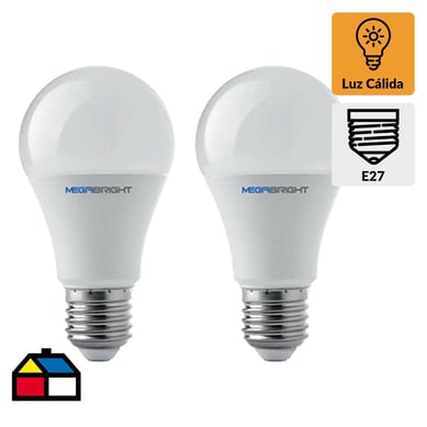 Pack 2 ampolletas led A60 clsica13w/3000K E27