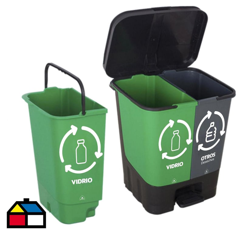 HOMECLAF - Basurero de reciclaje 30 litros vidrio y otros desechos