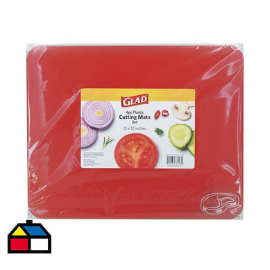 Set 4 tablas de cocina 38x30 cm flex roja