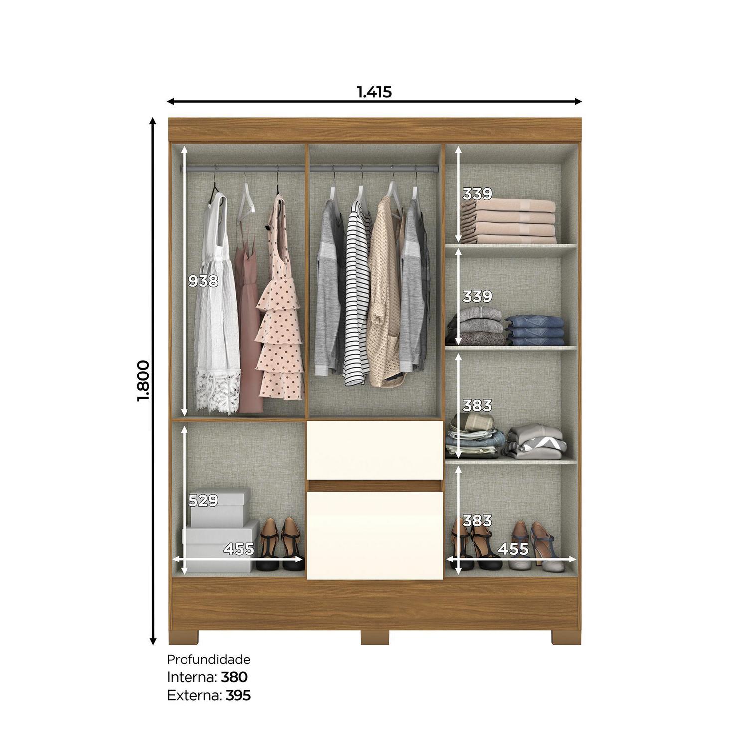 Clóset Bogotá 6 Puerta(s) 5 Repisa(s) 142x180x40 cm Nogal/Beige ...
