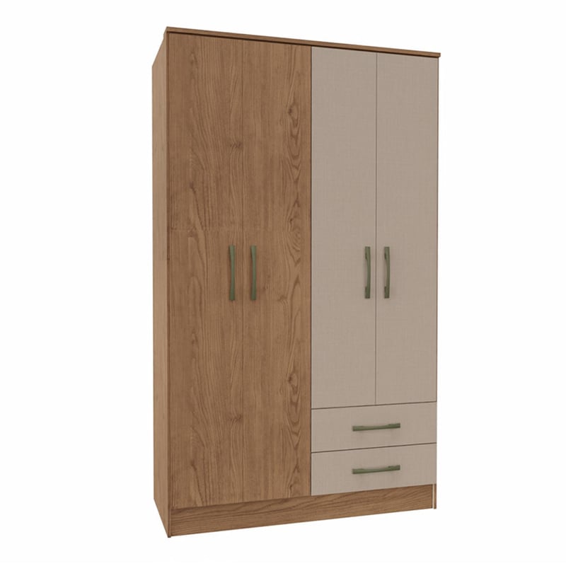 VEKKAHOME - Clóset Pequim 4 Puerta(s) 2 Cajón(es) 5 Repisa(s) 108.2x182.5x47 cm Beige