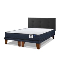 Cama Europea Moon 2  plazas + respaldo royal negro