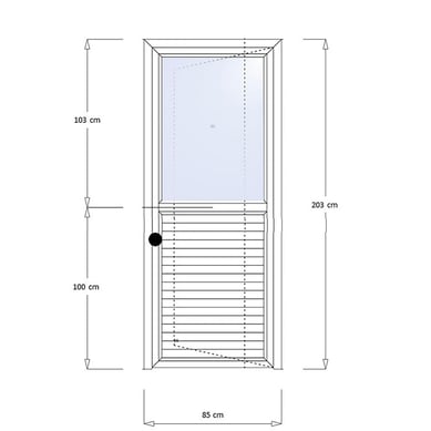 Puerta PVC blanco 1/2 vidrio derecha 85x203 cm monoltica VCH-0011