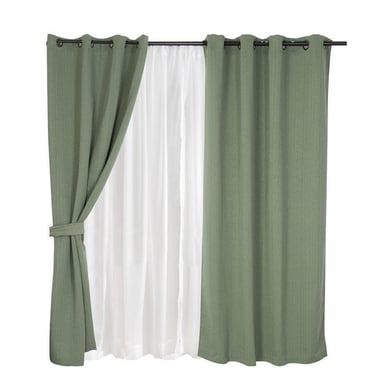 Set Cortina Jqd 8 Piezas Argolla 140x220 cm Verde Valdivia