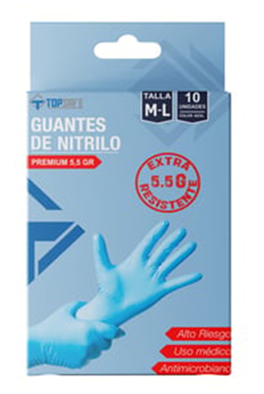 TOPSAFE - Guante Nitrilo 5,5 Azul Caja 10 un