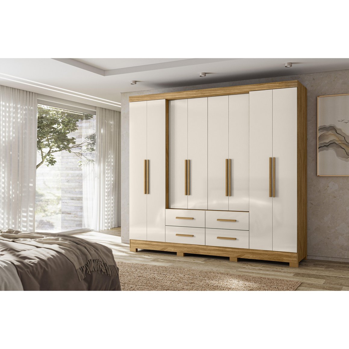 Clóset San Lorenzo 8 Puerta(s) 7 Repisa(s) 237x222x47 cm Café/Blanco ...