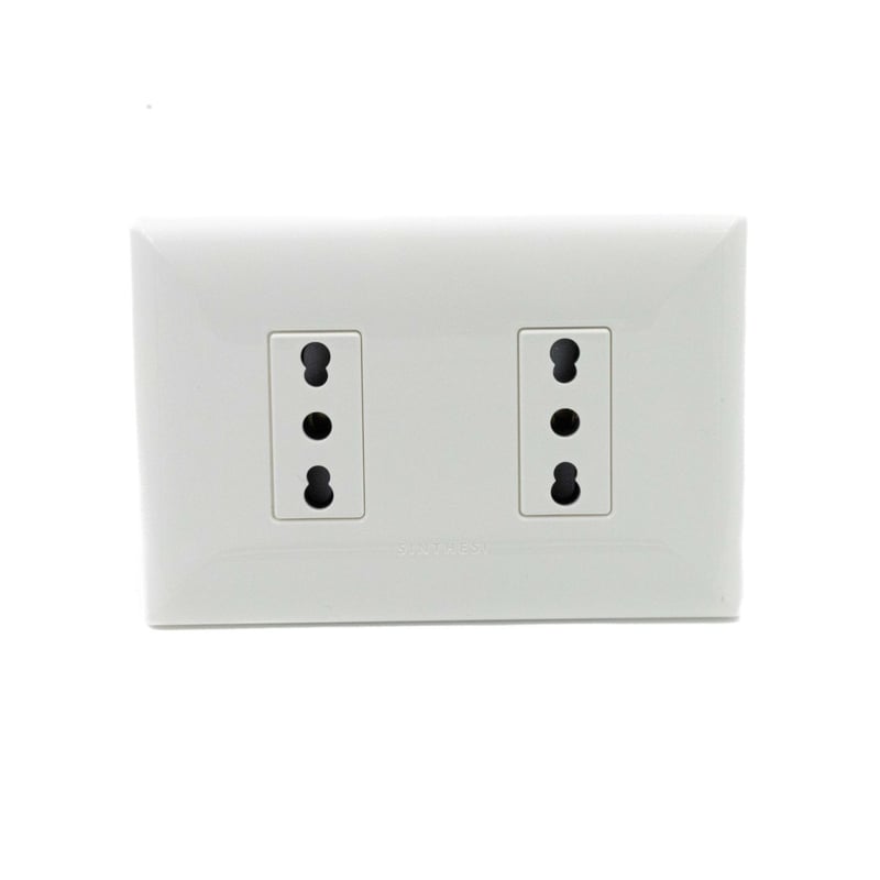 SINTHESI - Enchufe doble 10A + 10/16A armado S32 blanco