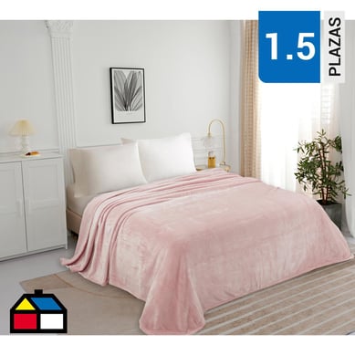 Frazada flanel rosa 1.5 plazas