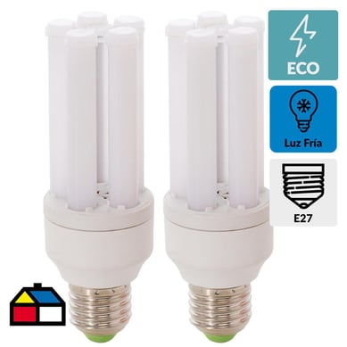 Pack 2 Led 9 W E27 luz fria