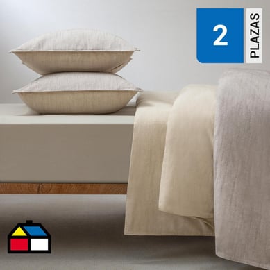 Funda plumn loneta beige 2 plazas