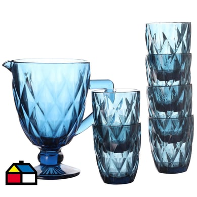 Set 7 vasos diamante azul.